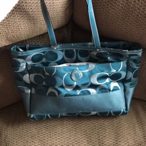 Coach turquoise diaper bag
